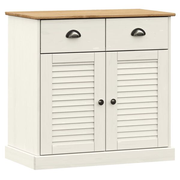 vidaXL Sideboard White Solid Pine Wood Compact Sideboard Rectangular