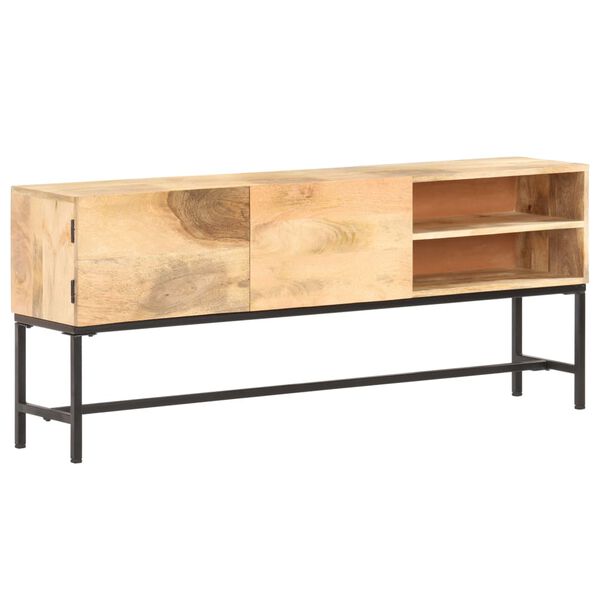 vidaXL Sideboard Natural Wood Solid Mango Wood, Powder-Coated Steel Large