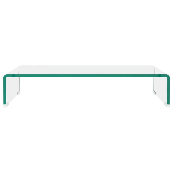 vidaXL TV Stand Clear Tempered Glass, Plastic 23.6 x 9.8 x 4.3 in