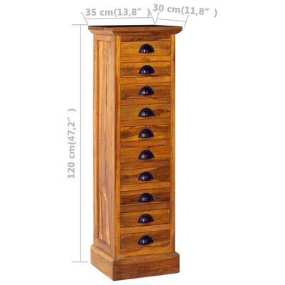 vidaXL 10-Drawer Cabinet 13.8"x11.8"x47.2" Solid Teak Wood