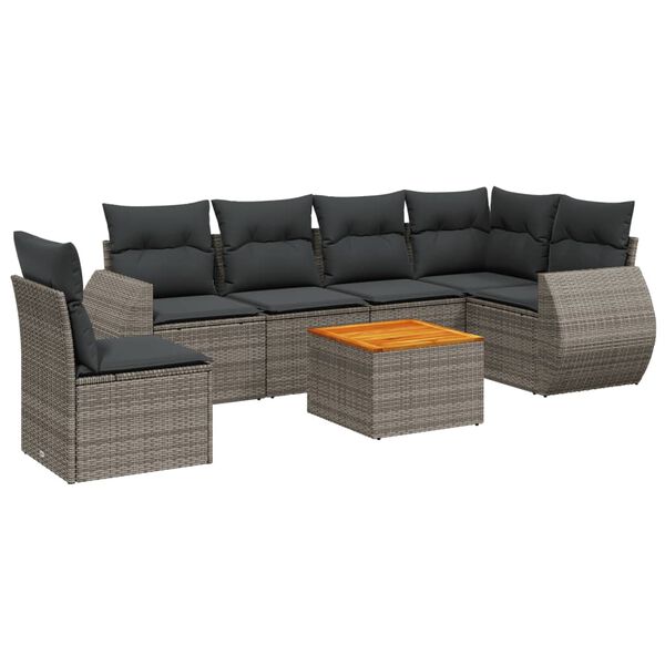 vidaXL Garden Sofa Set Grey PE rattan 7-piece set UV-resistant materials