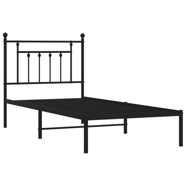 vidaXL Bed Frame Black Powder-Coated Steel 31.5 x 79 in Bed Frame