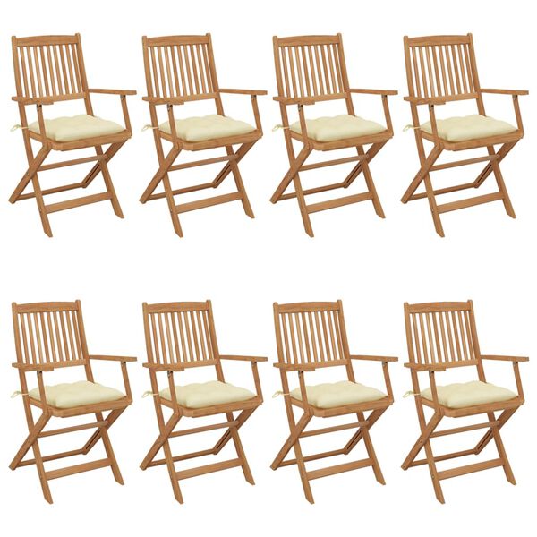 vidaXL Garden Chair Set of 8 Brown, Cream White