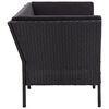 vidaXL Garden Lounge Set Black Poly Rattan, Powder-Coated Steel, Polyester