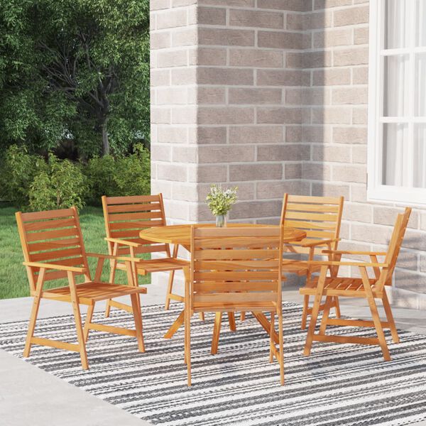 vidaXL Garden Dining Set Natural Wood Solid acacia wood 6-piece