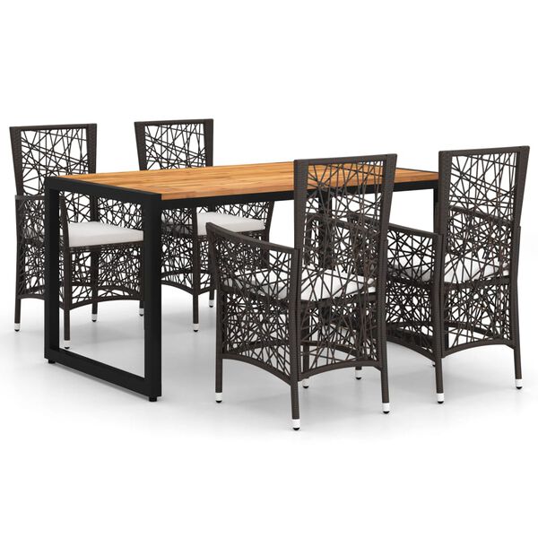 vidaXL 5 Piece Patio Dining Set Brown