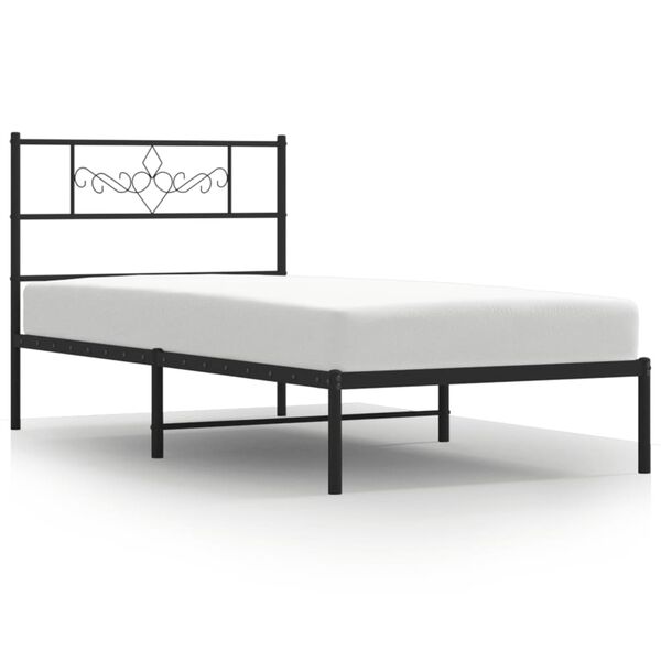 vidaXL Bed Frame Black Powder-coated Steel Small Single Bed Frame