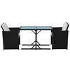 vidaXL Garden Table And Chair Black PE rattan, Steel, Glass, Polyester