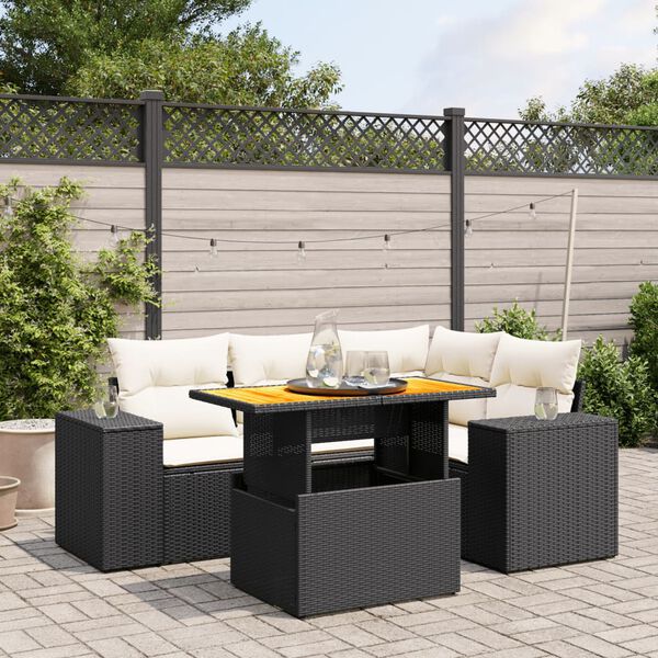vidaXL Garden Sofa Set Black PE Rattan Large Garden Sofa Set