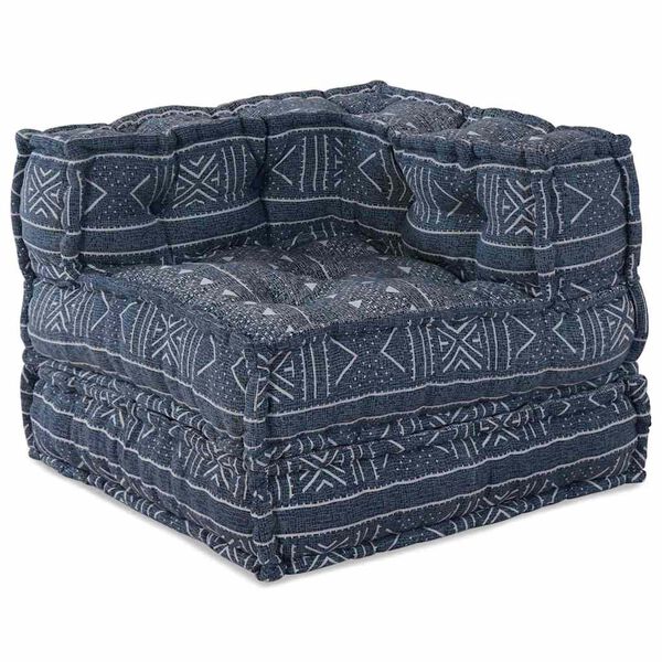 vidaXL Modular Corner Sofa Indigo Print 27.56 x 27.56 x 22.05 in