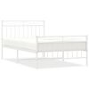 vidaXL Bed Frame White Steel Twin Bed Frame Rectangular Modern