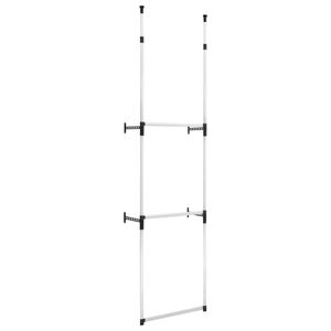 vidaXL Telescopic Wardrobe System Silver and black Aluminum, plastic