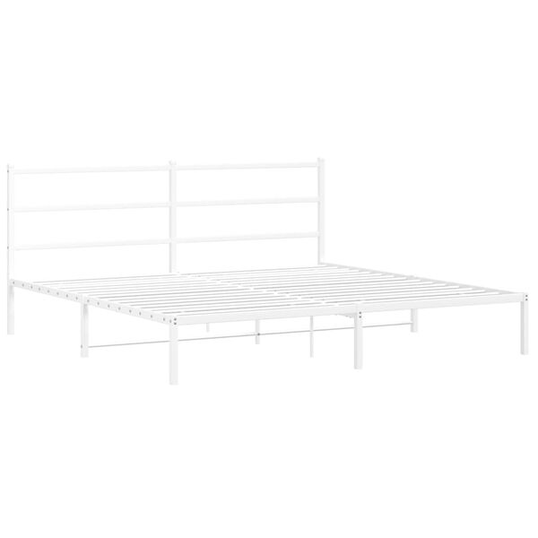 vidaXL Bed Frame White Powder-Coated Steel Full Bed Frame Rectangular