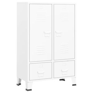 vidaXL Wardrobe White Steel Medium Height-Adjustable Shelves Wardrobe