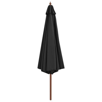 vidaXL Outdoor Parasol with Wooden Pole 137.8" Anthracite