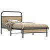 vidaXL Bed Frame Smoked Oak Steel Twin Bed Frame Rectangular