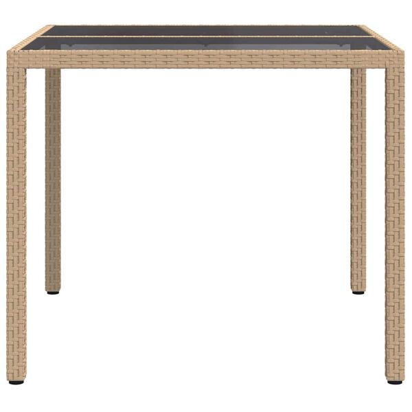 vidaXL Garden Dining Table Beige 35.4" x 35.4" x 29.5" Poly rattan