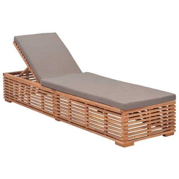 vidaXL Sun Lounger Dark Grey, Natural Teak