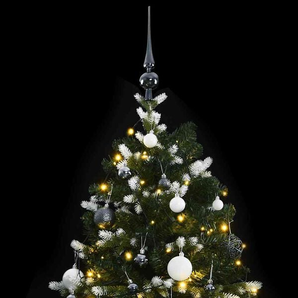 vidaXL Artificial Hinged Christmas Tree Green and white PVC Medium