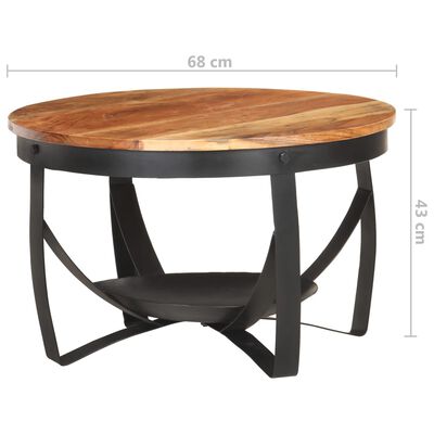 vidaXL Coffee Table Ø26.8"x16.9" Solid Acacia Wood