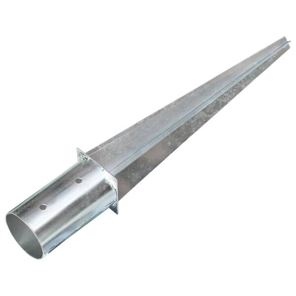vidaXL Ground Spikes 2 pcs Silver 3.1x24.0" Galvanised Steel