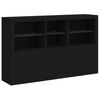 vidaXL Sideboard Black Engineered wood, Glass Large Sideboard