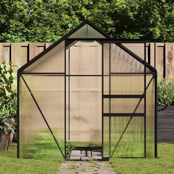 vidaXL Greenhouse Anthracite and transparent Aluminum and polycarbonate