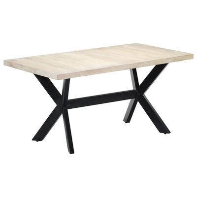 vidaXL Dining Table White 63"x31.5"x29.5" Solid Mango Wood