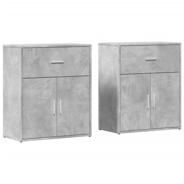 vidaXL Sideboards 2 pcs Concrete Gray 23.6"x12.2"x27.6" Engineered Wood