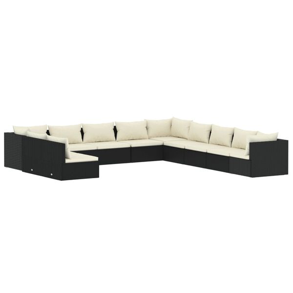 vidaXL Garden Lounge Set Black PE rattan Large Modular