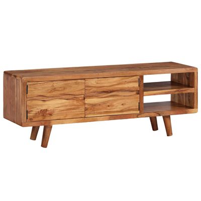 vidaXL TV Cabinet Solid Acacia Wood with Carved Doors 46.1"x11.8"x15.7"
