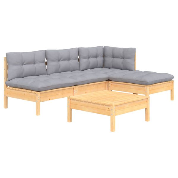 vidaXL Garden Lounge Set Grey Solid pinewood Medium Modular