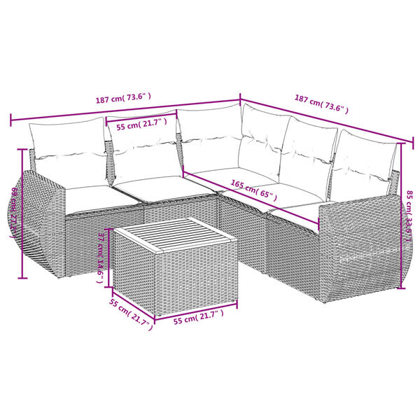 vidaXL Garden Sofa Set Grey PE rattan Large Modular Garden Sofa Set