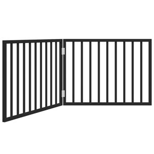 vidaXL Dog Gate Set of 2 Black Poplar wood 63 in Foldable Dog Gate