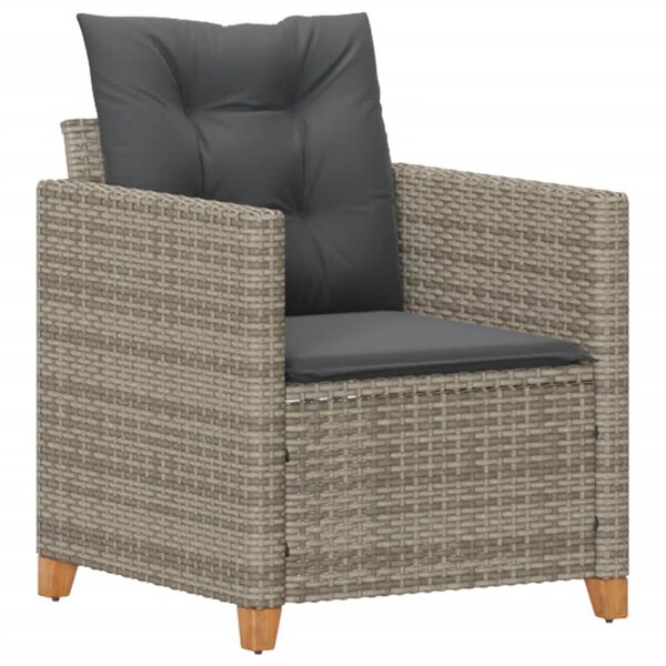 vidaXL Garden Chair Grey PE rattan Standard Removable Covers
