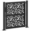 vidaXL Garden Gate Black 39.4x39.4" Steel Leaf Design