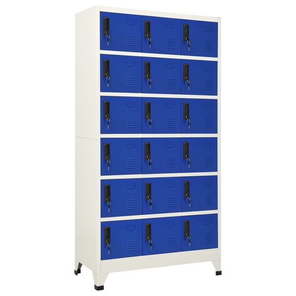 vidaXL Locker Cabinet Grey and Blue Steel Large Locks Locker Cabinet