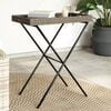 vidaXL Folding Tray Table Grey Flat PE rattan, powder-coated steel, PC board