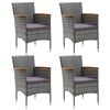 vidaXL Dining Set Grey PE Rattan Medium Durable 5 Piece Dining Set