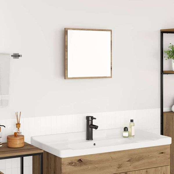 vidaXL LED Bathroom Mirror Wall-mounted Artisan Oak 40 x 37 x 8.5 cm