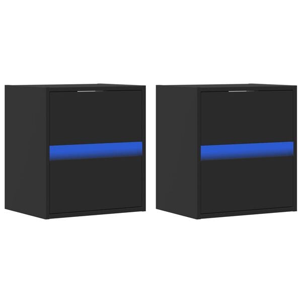 vidaXL TV Wall Cabinet Set of 2 Black Engineered Wood