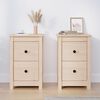 vidaXL Bedside Cabinet Set of 2 Solid pinewood 15.7x13.8x24.2 in