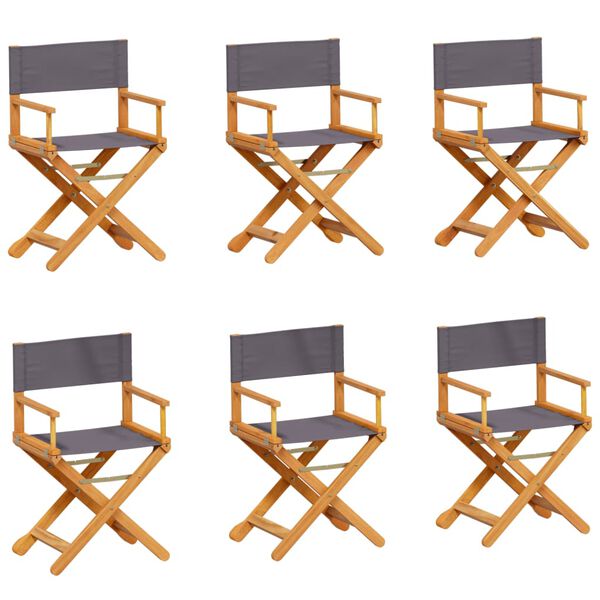 vidaXL Folding Garden Chair Set of 6 Dark Grey