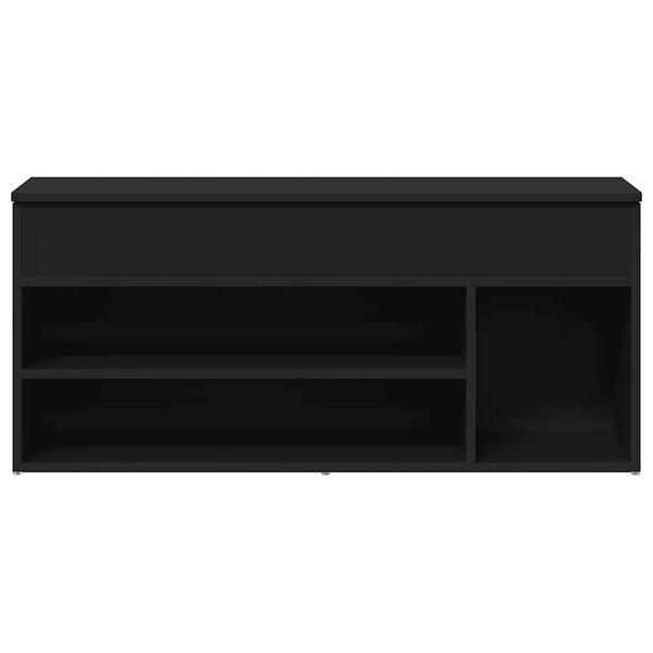 vidaXL Shoe Bench Black Engineered Wood 40.2 x 12.0 x 17.7 in Shoe Bench