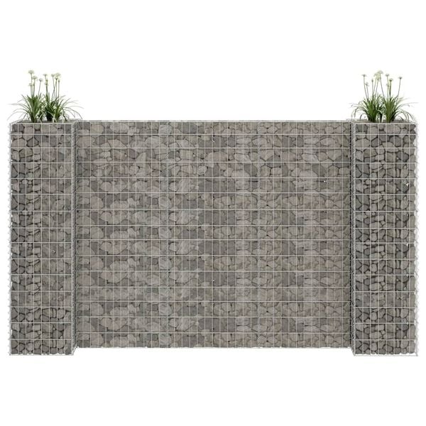 vidaXL Gabion Planter Silver Steel wire Large Decorative Inlays