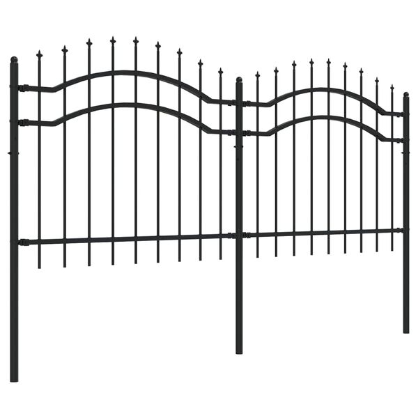 vidaXL Garden Fence with Spear Top Black 94.1"x39.4" Powder-coated Steel