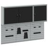 vidaXL Tool Cabinet and Pegboard Set 5 pcs Black 150 x 20 x 115 cm