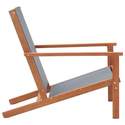 vidaXL Patio Lounge Chair Gray Solid Wood Eucalyptus and Textilene