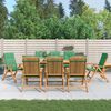 vidaXL Reclining Garden Chair Set of 8 Teak and Green Solid Teak Wood