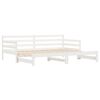 vidaXL Daybed With Trundle White Solid Pine Wood Twin